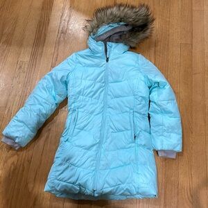 Lands End girls coat fur lined -light blue